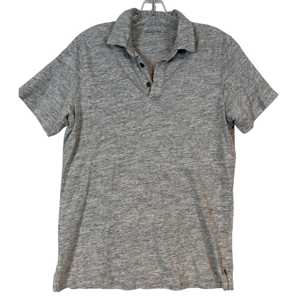 Hawker Rye Mens Heather Gray Cotton Short Sleeve Polo Shirt Regular Fit Small